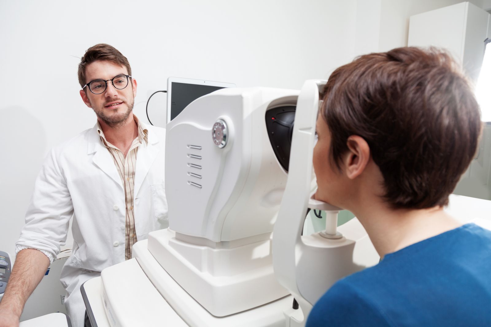 A person undergoes an eye exam 